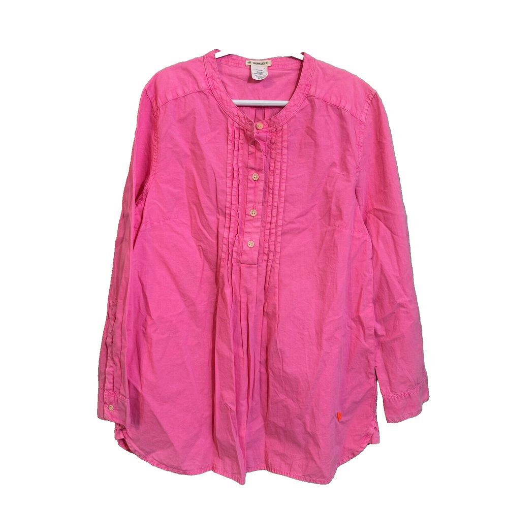 Crewcuts‎ J.Crew Girls Hot Pink Pintuck Pleated Popover Cotton Shirt Size 14